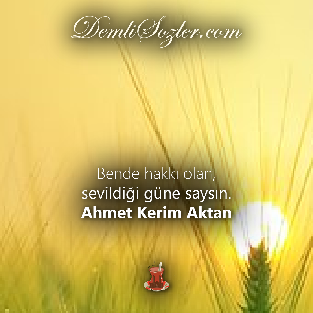 Bende hakkı olan, sevildiği güne saysın. - Ahmet Kerim Aktan