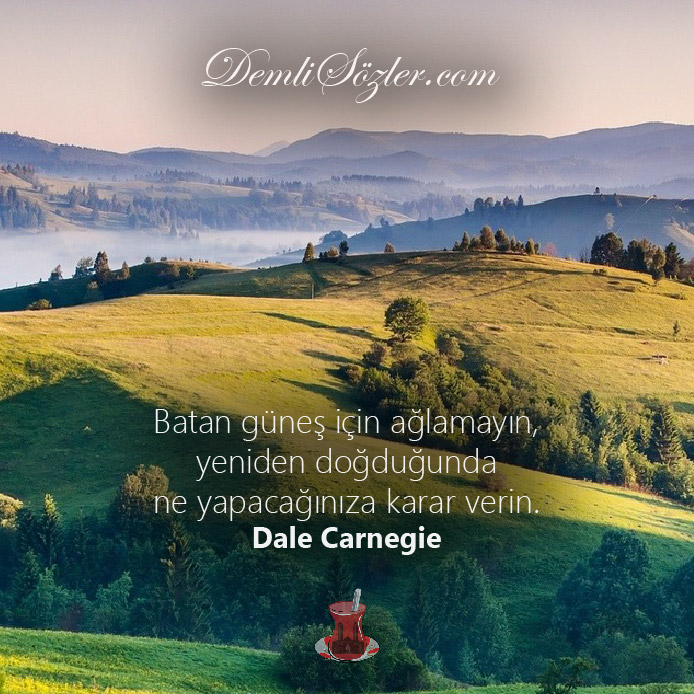 Batan güneş için ağlamayın, yeniden doğduğunda ne yapacağınıza karar verin. - Dale Carnegie