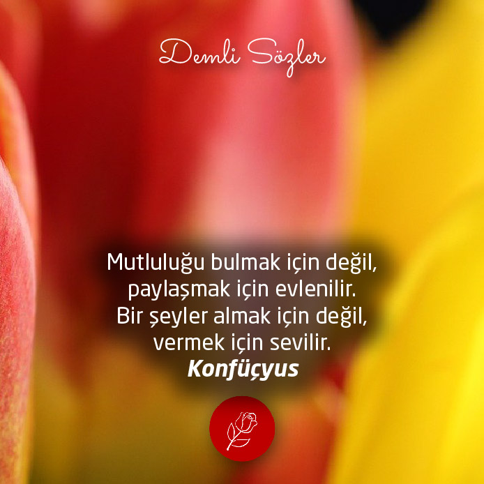Mutluluğu bulmak için değil, paylaşmak için evlenilir. Bir şeyler almak için değil, vermek için sevilir.
