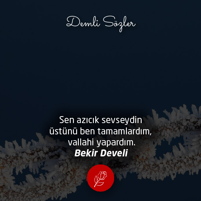 Sen azıcık sevseydin üstünü ben tamamlardım, vallahi yapardım.