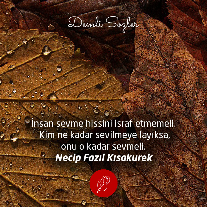İnsan sevme hissini israf etmemeli. Kim ne kadar sevilmeye layıksa, onu o kadar sevmeli.