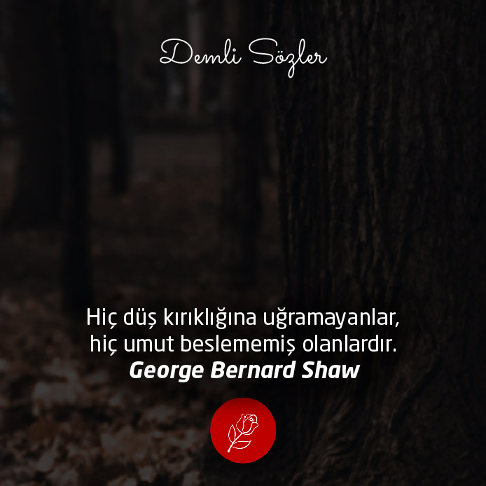 Hiç düş kırıklığına uğramayanlar, hiç umut beslememiş olanlardır.