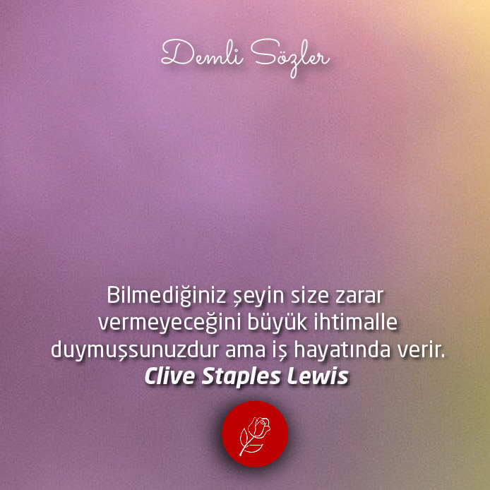 Bilmediğiniz şeyin size zarar vermeyeceğini büyük ihtimalle duymuşsunuzdur ama iş hayatında verir. - Clive Staples Lewis