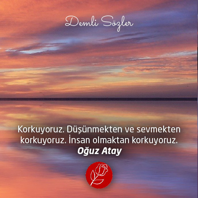 Korkuyoruz. Düşünmekten ve sevmekten korkuyoruz. İnsan olmaktan korkuyoruz.