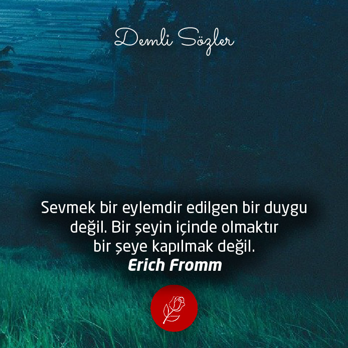Sevmek bir eylemdir edilgen bir duygu değil. Bir şeyin içinde olmaktır bir şeye kapılmak değil.