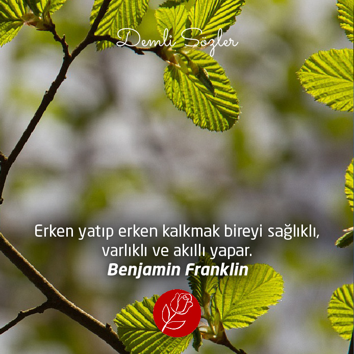 Erken yatıp erken kalkmak bireyi sağlıklı, varlıklı ve akıllı yapar. - Benjamin Franklin