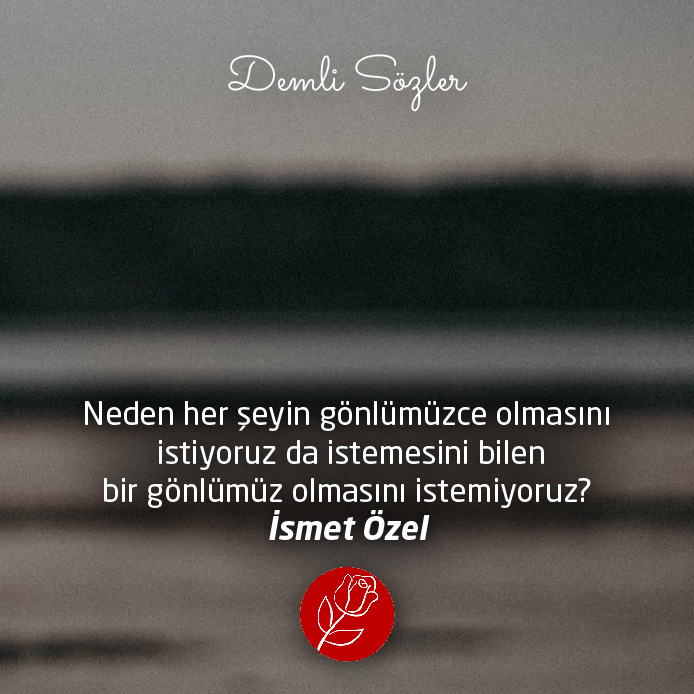 Neden her şeyin gönlümüzce olmasını istiyoruz da istemesini bilen bir gönlümüz olmasını istemiyoruz?