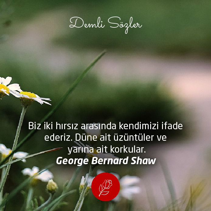 Biz iki hırsız arasında kendimizi ifade ederiz. Düne ait üzüntüler ve yarına ait korkular.