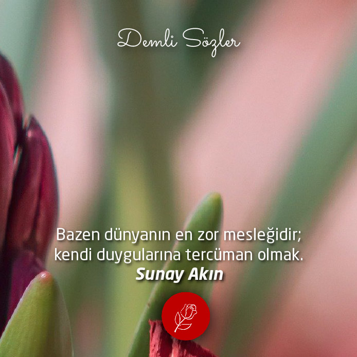 Bazen dünyanın en zor mesleğidir; kendi duygularına tercüman olmak.