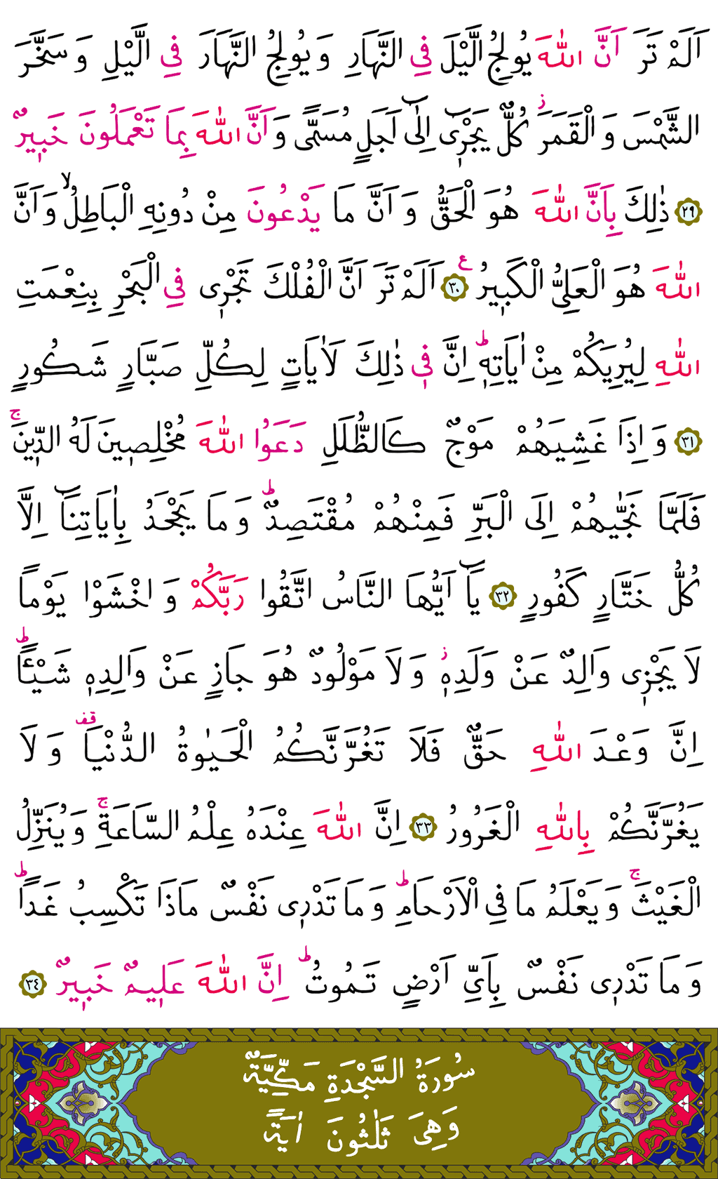 Lokman Suresi 21. Cüz - 413. Sayfa