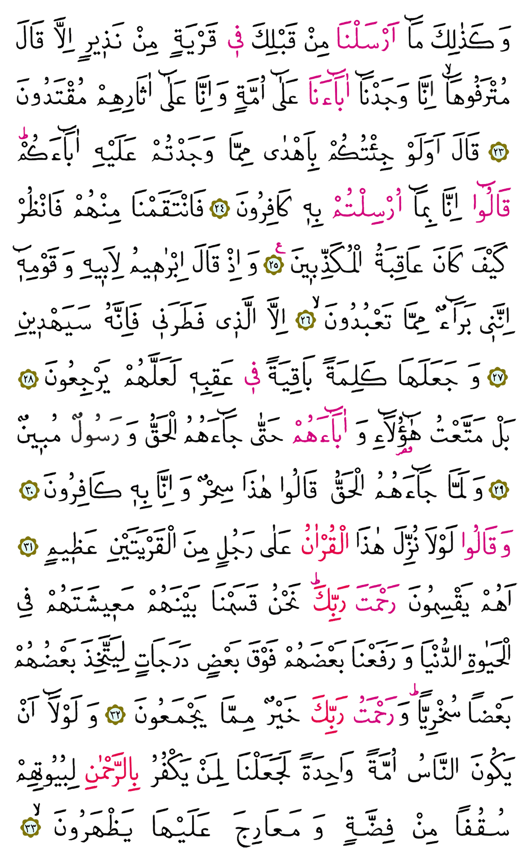Zuhruf Suresi 25. Cüz - 490. Sayfa