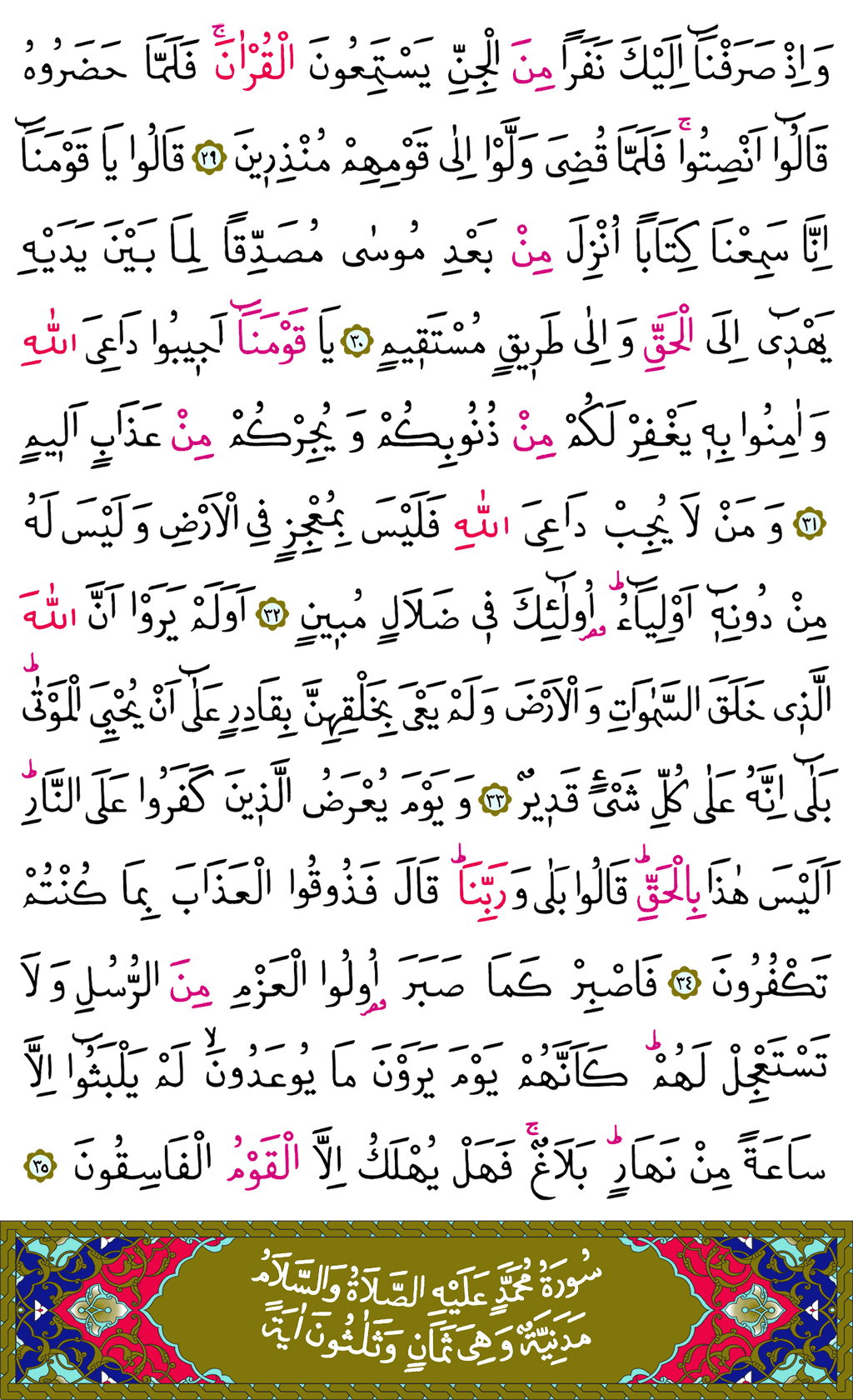 Afkaf Suresi 26. Cüz - 505. Sayfa