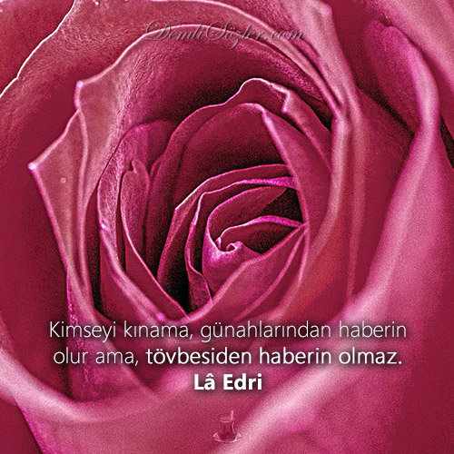 Kimseyi kınama! Günahlarından haberin olabilir, ama tövbesinden haberin olmaz.