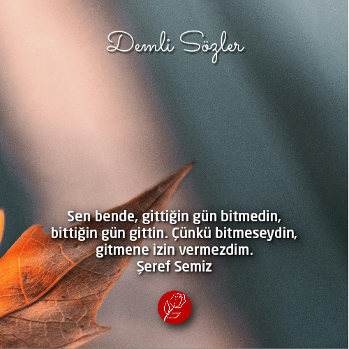 Sen bende, gittiğin gün bitmedin, bittiğin gün gittin. Çünkü bitmeseydin, gitmene izin vermezdim.