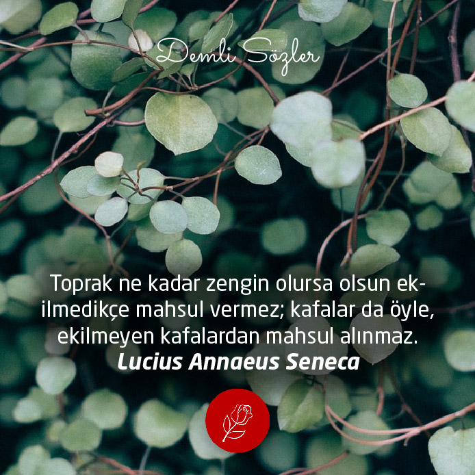 Toprak ne kadar zengin olursa olsun ekilmedikçe mahsul vermez; kafalar da öyle, ekilmeyen kafalardan mahsul alınmaz.