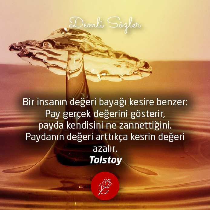 Bir insanın değeri bayağı kesire benzer: Pay gerçek değerini gösterir, payda kendisini ne zannettiğini. Paydanın değeri arttıkça kesrin değeri azalır.