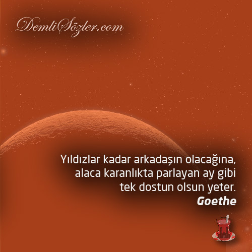 Yıldızlar kadar arkadaşın olacağına, alaca karanlıkta parlayan ay gibi tek dostun olsun yeter.