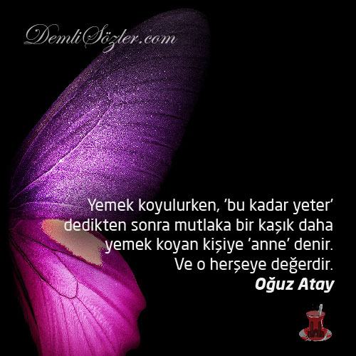 Yemek koyulurken, 'bu kadar yeter' dedikten sonra mutlaka bir kaşık daha yemek koyan kişiye 'anne' denir. Ve o herşeye değerdir.