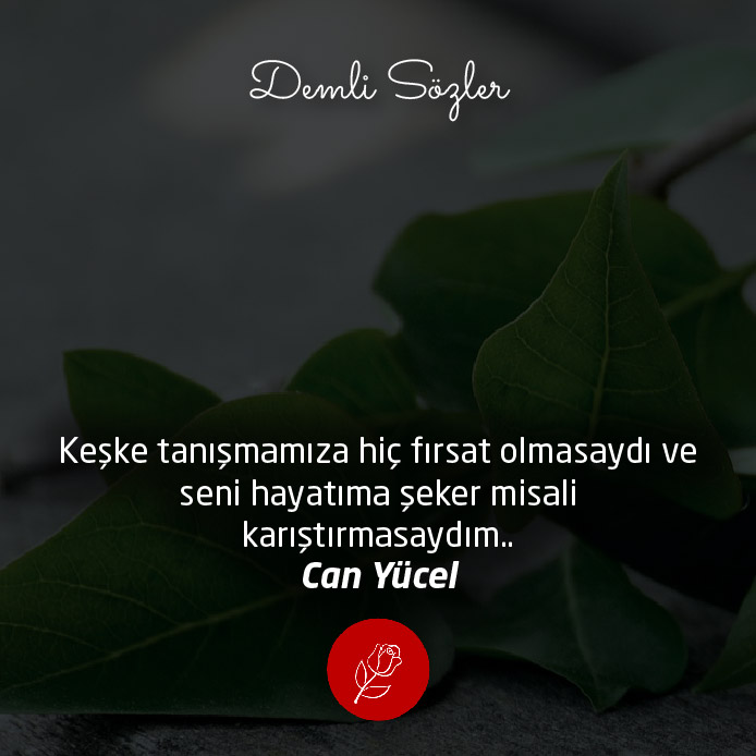 Keşke tanışmamıza hiç fırsat olmasaydı ve seni hayatıma şeker misali karıştırmasaydım..