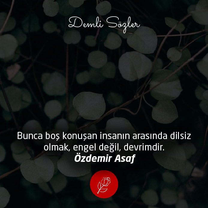 Bunca boş konuşan insanın arasında dilsiz olmak, engel değil, devrimdir.
