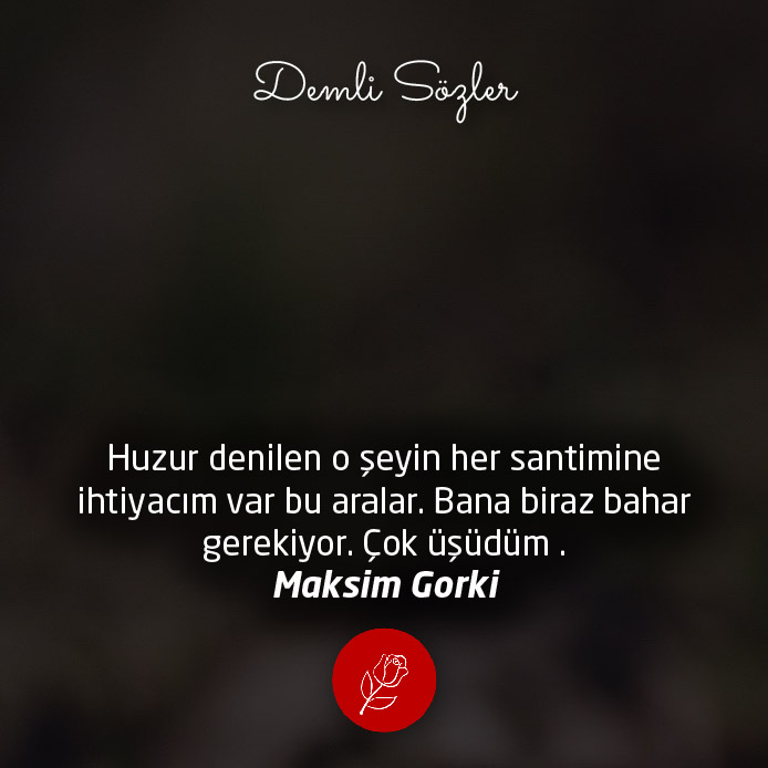 Huzur denilen o şeyin her santimine ihtiyacım var bu aralar. Bana biraz bahar gerekiyor. Çok üşüdüm .