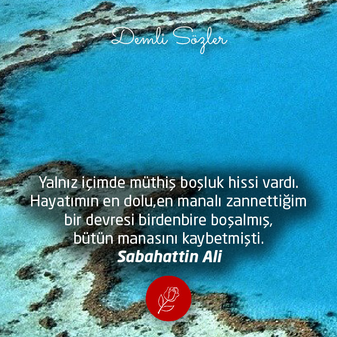 Yalnız içimde müthiş boşluk hissi vardı. Hayatımın en dolu,en manalı zannettiğim bir devresi birdenbire boşalmış,bütün manasını kaybetmişti.