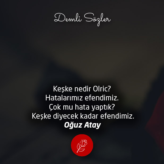 Keşke nedir Olric? Hatalarımız efendimiz. Çok mu hata yaptık? Keşke diyecek kadar efendimiz.