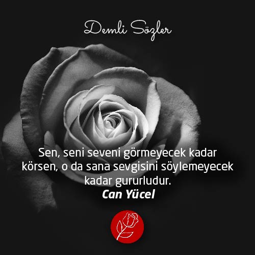 Sen, seni seveni görmeyecek kadar körsen, o da sana sevgisini söylemeyecek kadar gururludur.