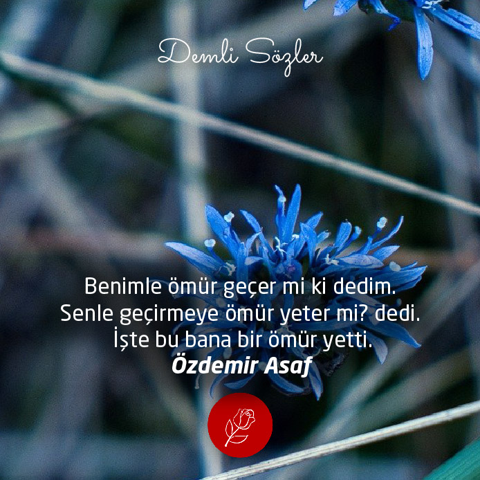 Benimle ömür geçer mi ki dedim. Senle geçirmeye ömür yeter mi? dedi. İşte bu bana bir ömür yetti.