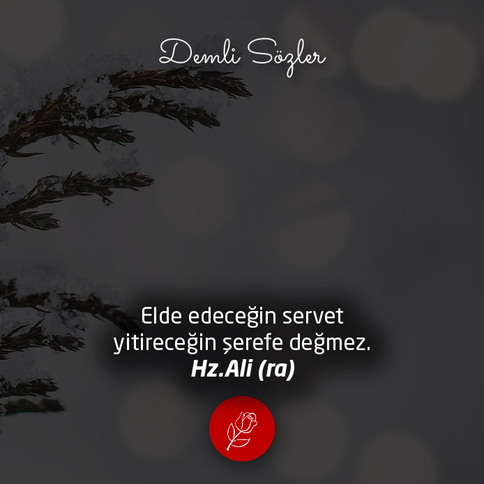 Elde edeceğin servet yitireceğin şerefe değmez.