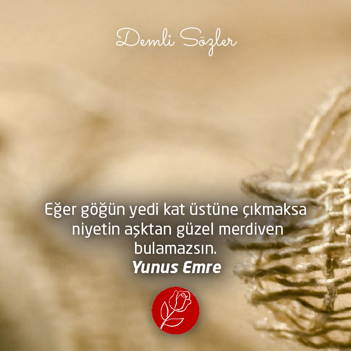 Eğer göğün yedi kat üstüne çıkmaksa niyetin aşktan güzel merdiven bulamazsın.