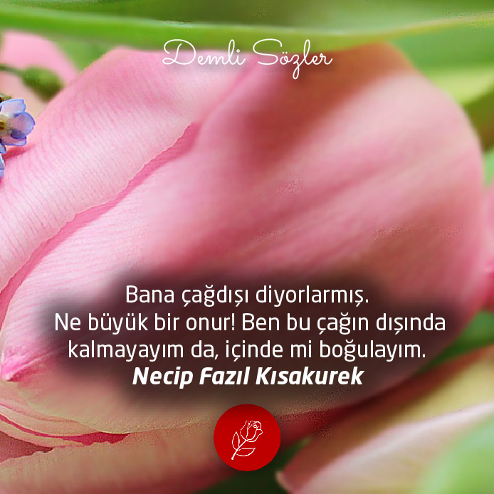 Bana çağdışı diyorlarmış. Ne büyük bir onur! Ben bu çağın dışında kalmayayım da içinde mi boğulayım.