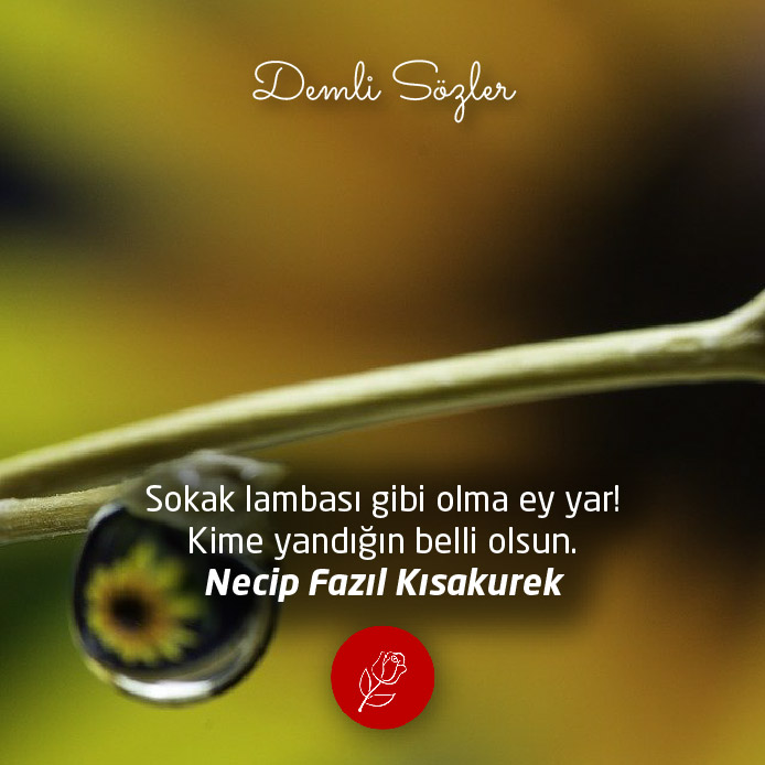 Sokak lambası gibi olma ey yar! Kime yandığın belli olsun.