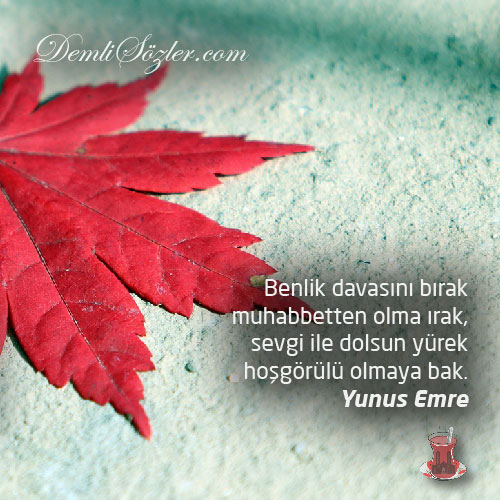 Benlik davasını bırak muhabbetten olma ırak, sevgi ile dolsun yürek hoşgörülü olmaya bak.