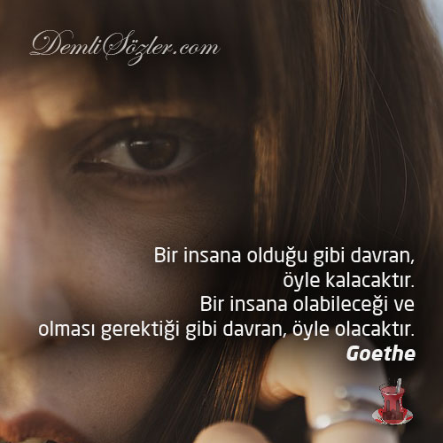 Bir insana olduğu gibi davran, öyle kalacaktır. Bir insana olabileceği ve olması gerektiği gibi davran, öyle olacaktır.