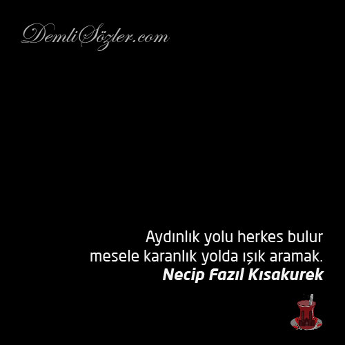 Aydınlık yolu herkes bulur mesele karanlık yolda ışık aramak.