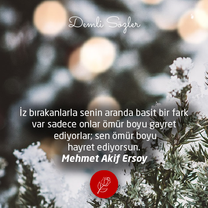 İz bırakanlarla senin aranda basit bir fark var sadece onlar ömür boyu gayret ediyorlar; sen ömür boyu hayret ediyorsun.