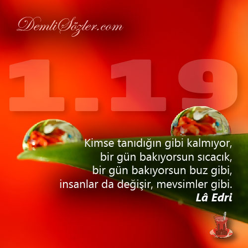 Kimse tanıdığın gibi kalmıyor, bir gün bakıyorsun sıcacık,  bir gün bakıyorsun buz gibi, insanlar da değişir, mevsimler gibi.