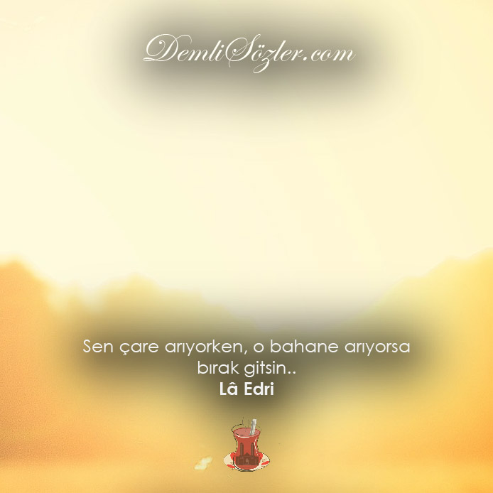 Sen çare arıyorken, o bahane arıyorsa bırak gitsin.