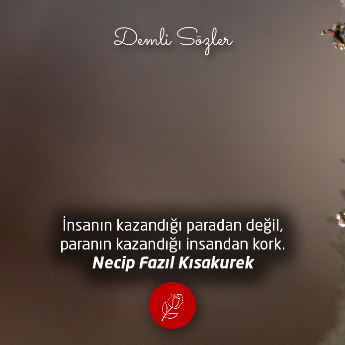 İnsanın kazandığı paradan değil, paranın kazandığı insandan kork.
