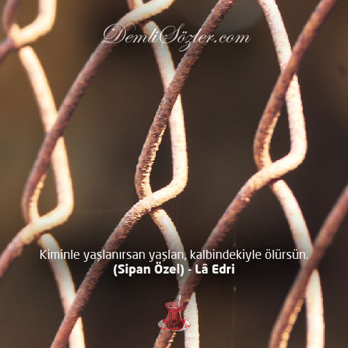 Kiminle yaşlanırsan yaşlan, kalbindekiyle ölürsün. (Sipan Özel)